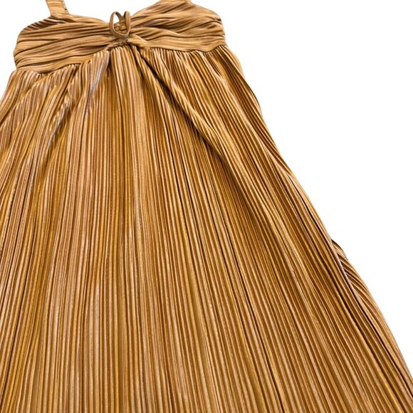 Kirious Copper Pleated Mini Dress Sleeveless Empire Waist Stretch Party Sz Small - Picture 5 of 12